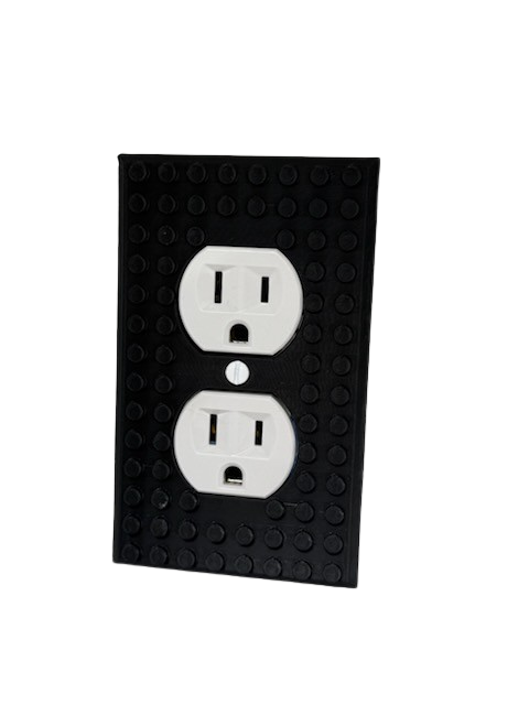 Brick Wall Plate, Electrical Outlet Cover for Kids Bedroom, Game Room, 1-Gang