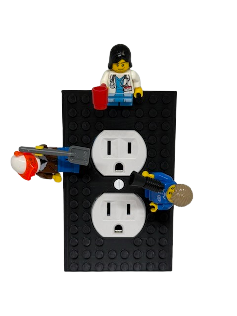 Brick Wall Plate, Electrical Outlet Cover for Kids Bedroom, Game Room, 1-Gang