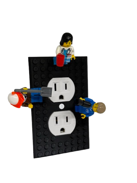 Brick Wall Plate, Electrical Outlet Cover for Kids Bedroom, Game Room, 1-Gang