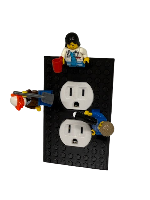 Brick Wall Plate, Electrical Outlet Cover for Kids Bedroom, Game Room, 1-Gang